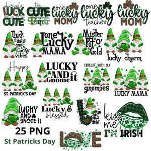 St Patricks Day Lucky Vibes Png, St Patricks Mama Png-Bundle, Happy Patrick&#39;s Day, Shamrock png, Patricks Day Klee, Sublimationsentwürfe