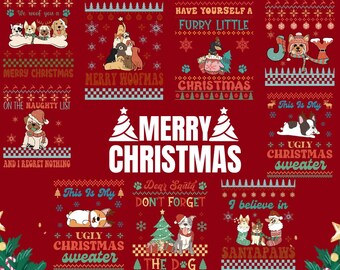 Bundle Dog Ugly Sweater Png, Dog Christmas Sweater Png, Christmas Dog Bundle, Ugly Christmas Png, Christmas Designs Bundle