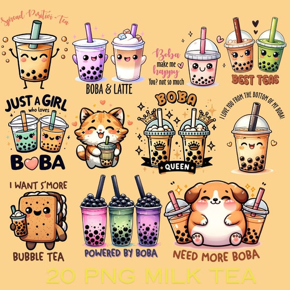 Boba Tea Png Bundle, Bubble Tea Design Png, Boba Shirt Bundle, Corgi Funny Mug Png, Milk Tea Png