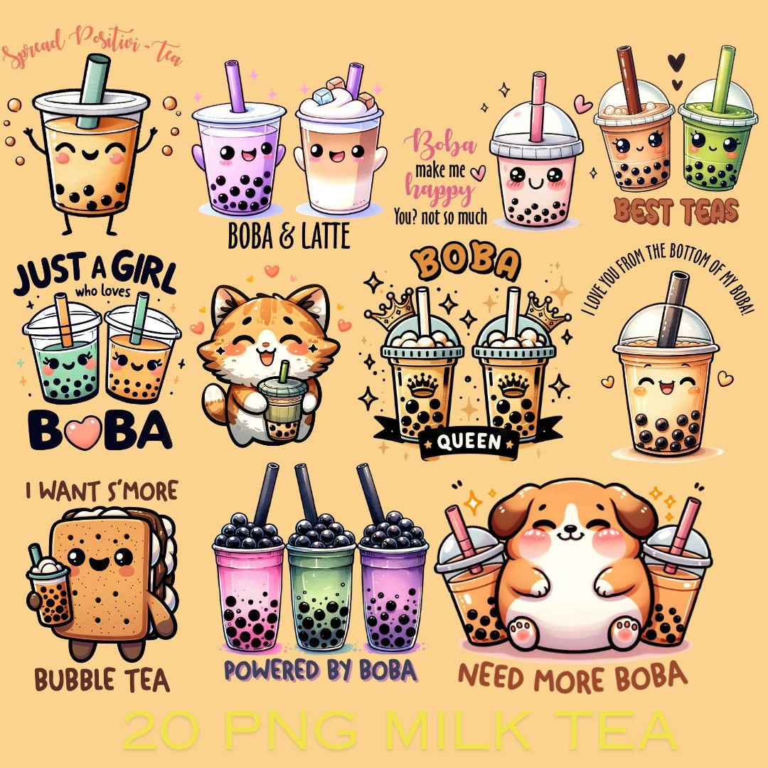 Boba Tea Png Bundle, Bubble Tea Design Png, Boba Shirt Bundle, Corgi Funny Mug Png, Milk Tea Png