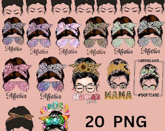 メッシー バン マザー バンドル PNG、ママ ライフ PNG、メガネをかけたメッシー バン、ヒョウ柄ママ PNG、メッシー バン ママ PNG