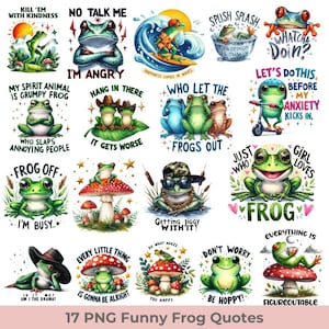 Funny Frog Png Sublimation Bundle, Frog Lovers Png, Frog Meme Png, Funny Animal Png, Humorous Shirt Designs