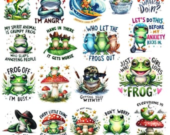 Funny Frog Png Sublimation Bundle, Frog Lovers Png, Frog Meme Png, Funny Animal Png, Humorous Shirt Designs