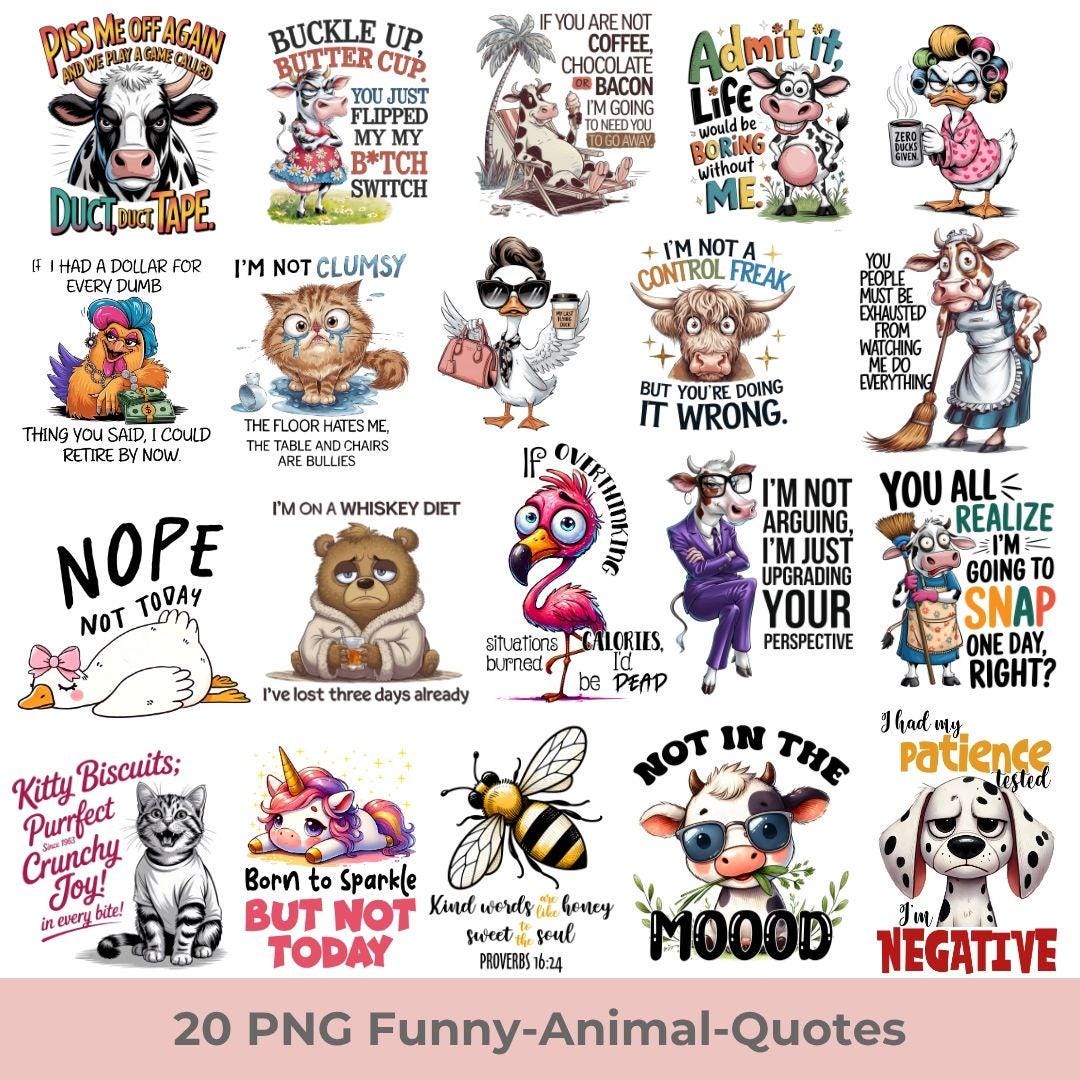 Funny Animal Sublimation Quotes Bundle Png, Goose Duck Flamingo Png ...