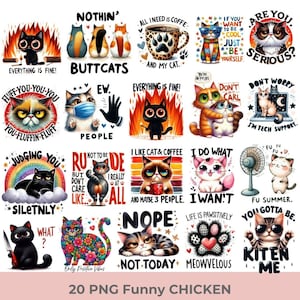 Funny Cat Png Sublimation Bundle, Funny Cats Png, Cat Mom Sublimation, Cat Lover Png, T-Shirt Design