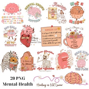 Paquete de sublimación de salud mental, Salud mental PNG, Citas positivas PNG, Diseños de camisetas de salud mental, Motivación PNG