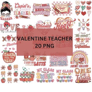 Teacher Valentine Bundles Png, Love png, Teacher Png, School Valentine Png, Valentine Png, Teacher Coquette Bow Png, Sublimation Design