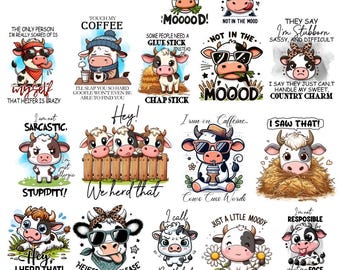 Sarcastic Animal Shirt Sublimation Bundle, Funny Farm Quotes, Animals Cow Racoon Duck Print, Sarcastic Quotes Mug Print, Cat Mug Design