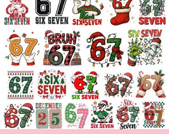 Funny Six Seven Christmas Png Bundle, 67 Xmas Png T-shirt, Merry Christmas 6 7 Png, Six Seven Meme Bruh, Gen Z Christmas Sublimation
