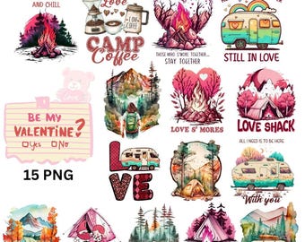 Valentine Camping Png-Bundle, Abenteuer-Shirt-Design, Camp Life Shirt, Campingleben, Camper Sublimationsdesign