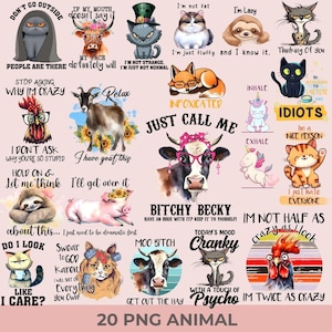 Animal divertido PNG, paquete de sublimación de animales PNG, granja de animales PNG, paquete de camisetas de animales PNG, camiseta de pollo, taza con gráfico de vaca