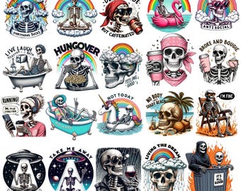 皮肉な骸骨のPNG昇華デザイン、面白いユーモアPNG、皮肉な骸骨PNGバンドル、頭蓋骨PNG、デッドインサイドPNG