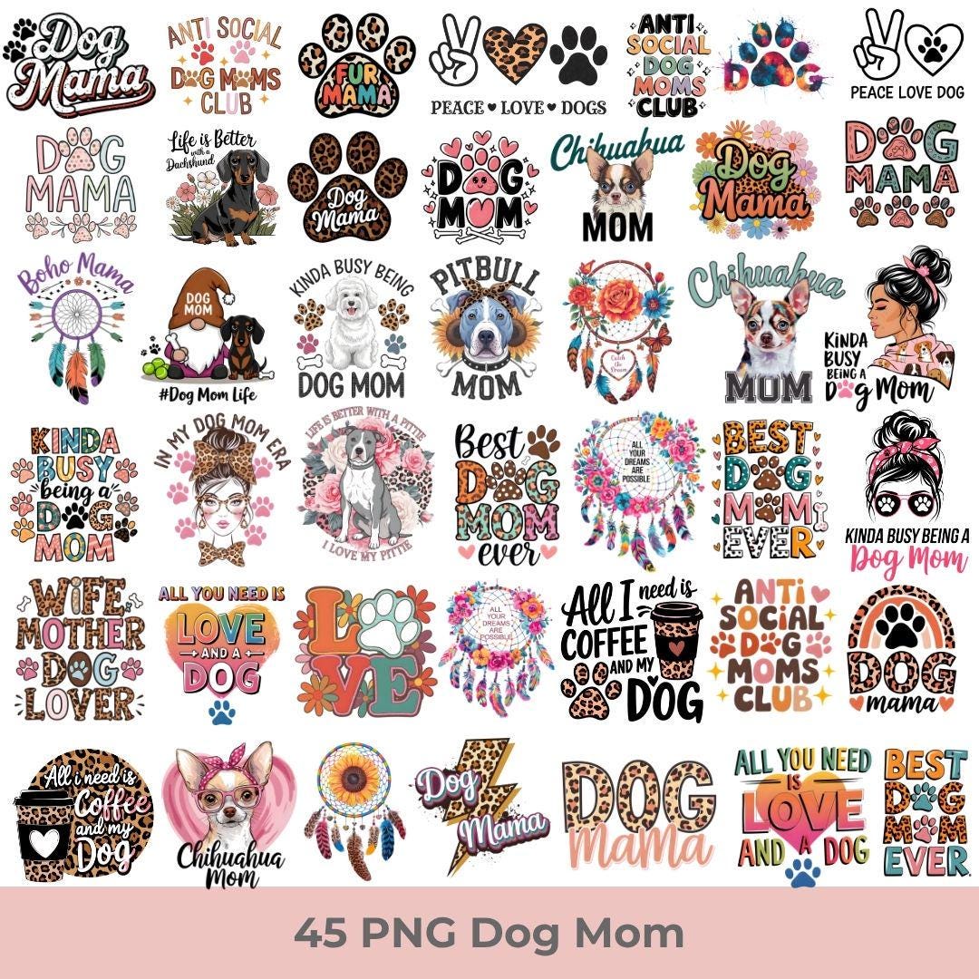 Dog Mom Sublimation Png Bundle, Funny Dog Quotes Png, Fur Mama Png, Paw ...