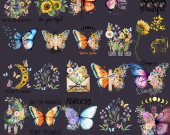 Mariposa Png, Diseño Floral de Sublimación de Mariposa, Mariposa Png, Diseño de Camiseta, Hermosa Mariposa Png