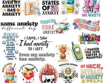 Cita sarcástica sobre ansiedad (PNG), archivo de camiseta de salud mental, cita divertida (PNG), humor sobre ansiedad (PNG), diseño gráfico sarcástico, paquete de sublimación