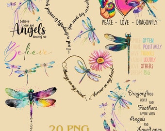 Dragonfly Sublimation Png Bundle, Dragonfly PNG, Watercolor Dragonfly, Dragonfly Quote Png, Digital Download