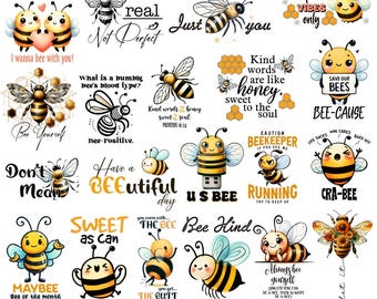 Bijensublimatiebundel, grappige bij png-ontwerpen voor T-shirt, bijencitaten png, bijensoort png, honingbij png, dierenvriend T-shirt