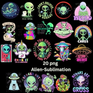 Alien Png, lustiges Alien-Shirt Png, UFO-Alien, Weltraum Png, Alien-Grafikdesign, Sublimationspaket