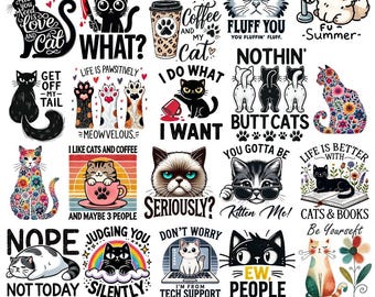 Sarkastische Katze Png Sublimations-Bundle, Katzenkaffee Png, Katzenmama Sublimation, Katzenliebhaber Download, Katzen-T-Shirt-Designs
