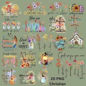 Christian Png Sublimation Bundle, Christian Floral Png, Christian Png, Jesus, God Quotes Png, Motivational Png