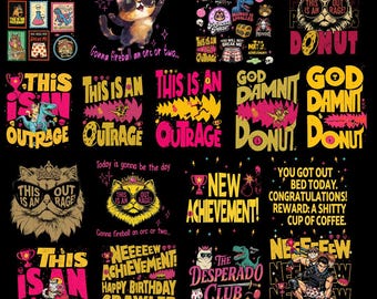 Dungeon Crawler Mug Png Bundle, New Achievement Png, LitRPG Dungeon Crawler Carl Png, BookTok Readers DCC Fans, Donut Princess Mug Png