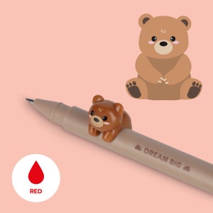 LEGAMI Lovely Friends Gel Pen with Removable Teddy Bear - Red Ink