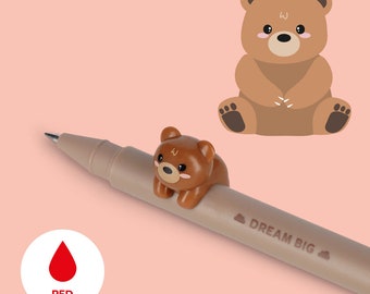 LEGAMI Lovely Friends Gelstift mit abnehmbarem Teddybär – rote Tinte