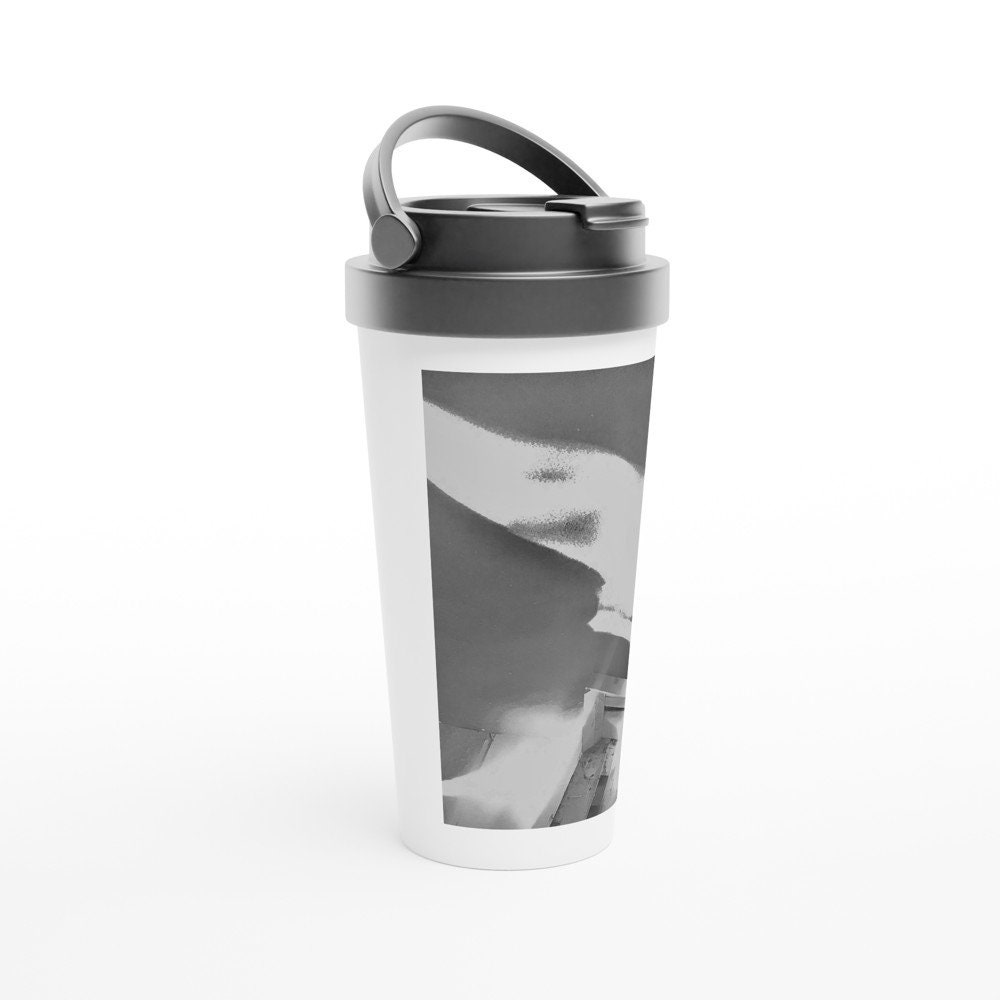 White Travel Mug in Stainless Steel Of 15 Ozou 45 Cl