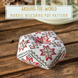 Schema punto croce Nordic biscornu Serie Around-the-World PDF download immediato