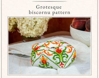 Cross stitch pattern  pin cushion Grotesque biscornu from  Time Immemorial collection PDF download