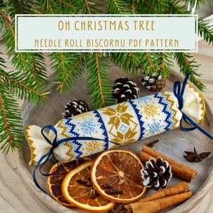 Cross stitch pattern Needle roll biscornu for Christmas tree instant PDF download