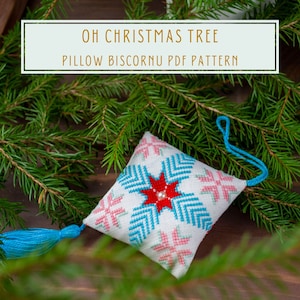 Cross stitch pattern Pillow biscornu for Christmas tree instant PDF download