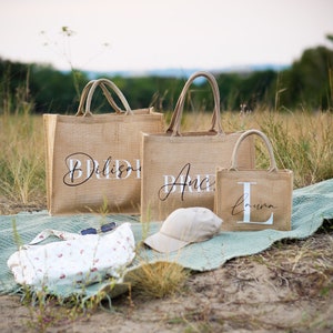 Jute Tasche Geschenk JGA Hochzeit Wedding Bride Personalisiert Braut