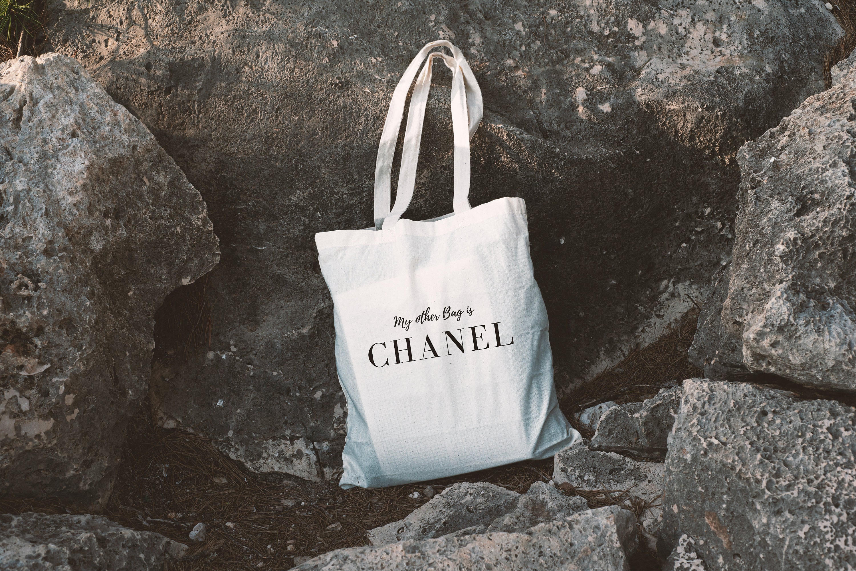 Jute Shopper My other bag is Chanel as a shopping bag or beach bag, 42 x 33  x 19 cm, tote bag, jute bag, women's foldable fabric bag with handles made  of