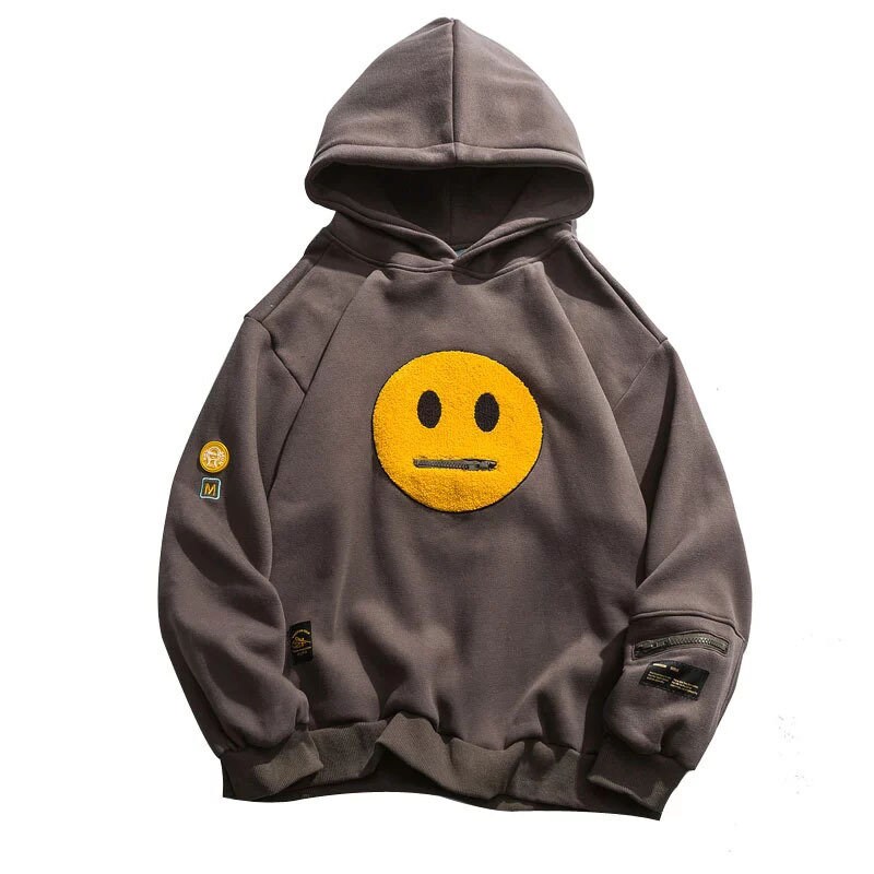 brown smiley face sweatshirt