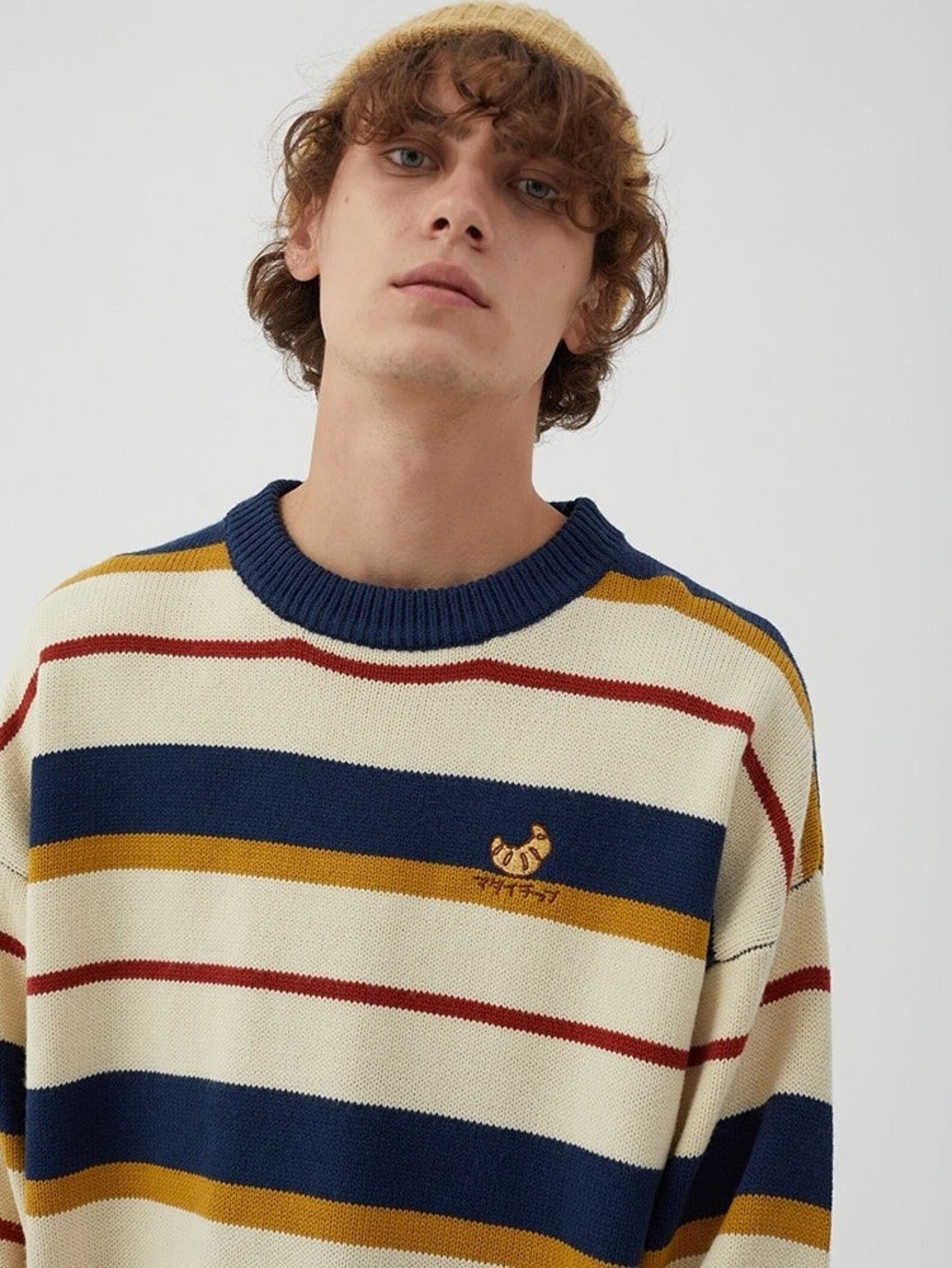 Striped Sweater Knit V-Neck Pullover