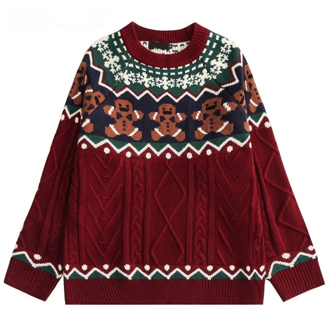 Knitted Cookie Sweater Christmas Gift Unisex Winter Harajuku Etsy