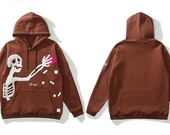 Skeleton Love Patchwork Unisex Hoodie Cotton Fleece Winter - Etsy Polska
