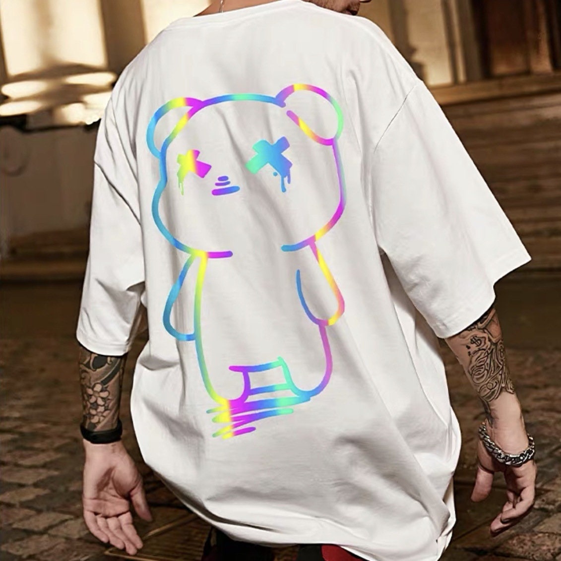 Reflective Holographic T-shirt Teddy Bear Rainbow T-shirt - Etsy