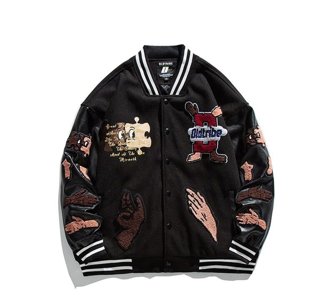 Brown Varsity Jacket Hiphop Style XINGX Baseball Uniform Embroidered Pattern Retro Couple Jacket main image 1