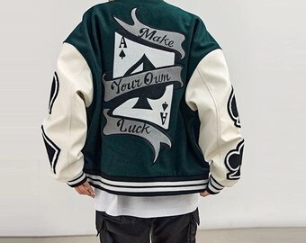 Vintage Baseball Embroidery Jacket, Unisex Hip Hop Varsity Jacket, Streetwear Bomber, Ready Coat