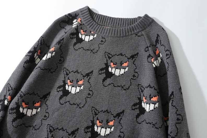 Gengar Knitted Sweater Valkyrae Sweater Pokemon Sweater Etsy