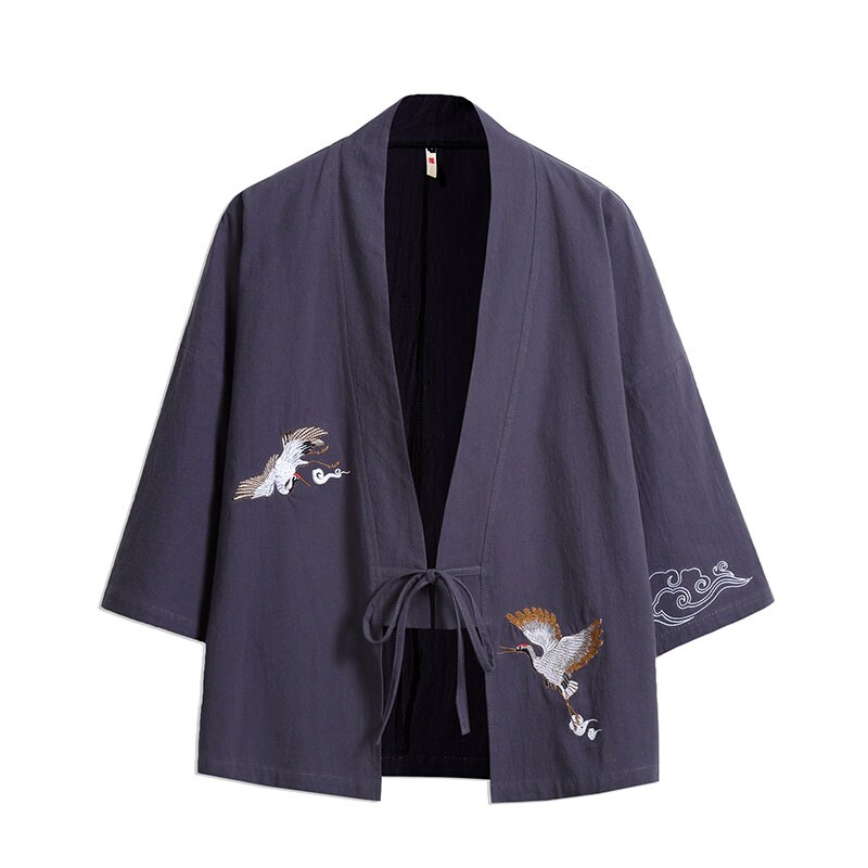 Crane Kimono Robe / Japanese Haori Kimono / Kimono Cardigan / - Etsy