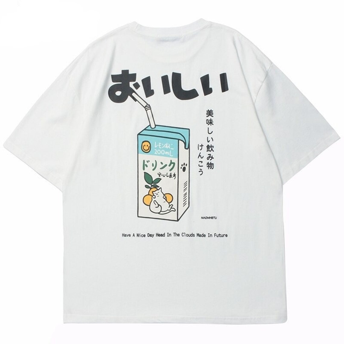 Japanese T-shirt Kanji Drink Unisex Streetwear Harajuku - Etsy