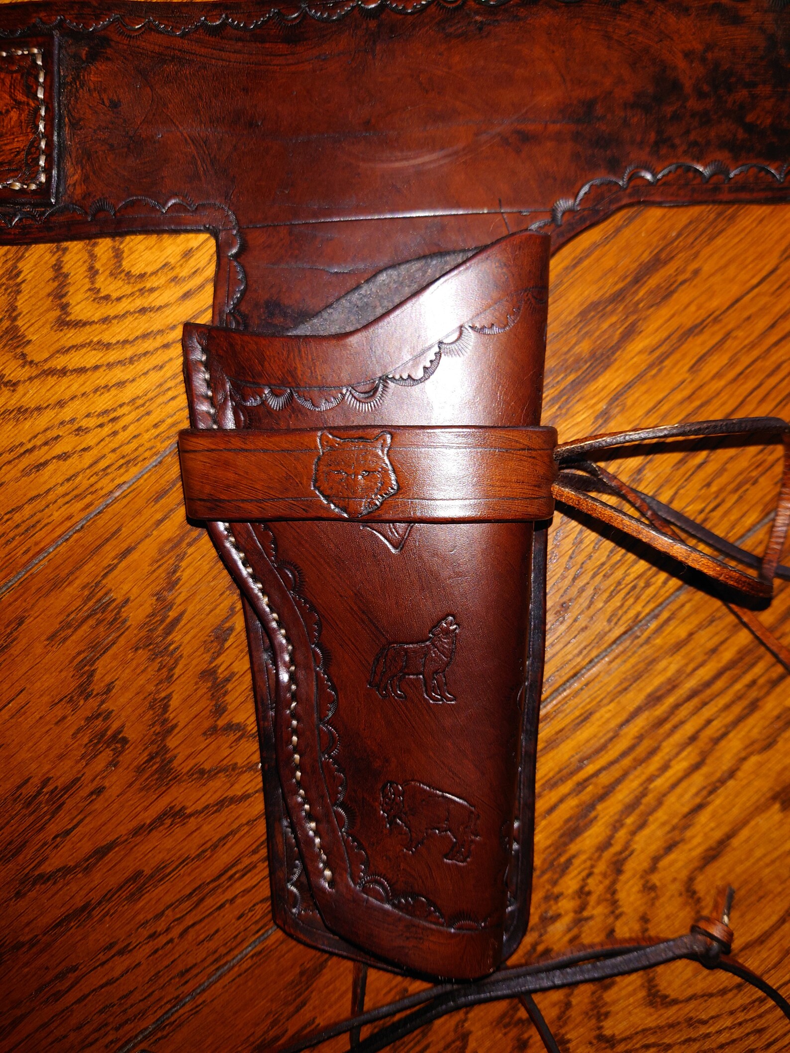 Western Gunslinger Belt With Quickdraw Holsterdyed Brownanimal