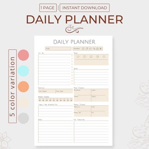 Daily Planner, Daily Planner Printable, Daily To Do Planner, Daily To Do Planner | Instant Downloads | Digital Prints | Printable Planner