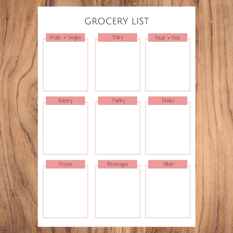 Grocery Checklist Planner Printable - Printable Grocery List Planner ...