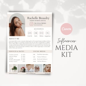 Media Kit Template | Influencer Media Kit Template | Social Media Kit | Blogger Media Kit | Canva Template, Influencers Branding Kit.