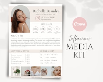 Media Kit Template | Influencer Media Kit Template | Social Media Kit | Blogger Media Kit | Canva Template, Influencers Branding Kit.