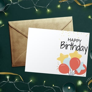 Joyeux anniversaire Carte numérique - Carte de vœux numérique - Carte d’impression numérique - Impression carte de vœux - Impression carte numérique - Téléchargement numérique